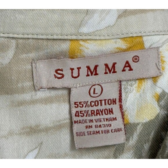 Vintage Hawaiian Shirt Summa Large Y2K Aloha Palm Tree Hibiscus Island Resort - Picture 4 of 4